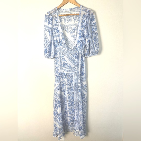 Calvin Klein Sheer‎ Wrap Dress Beach Coverup Womens Size 8 Coastal Cottage Boho - Picture 1 of 7